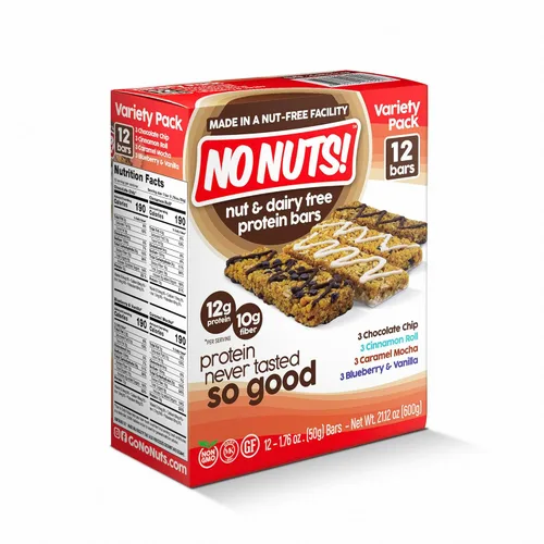 Vista 10 de ¡No Nuts! Barras de proteínas veganas 100% sin nueces, sin lácteos, arándanos y vainilla, orgánicas, kosher, sin huevos, sin OGM y sin lácteos