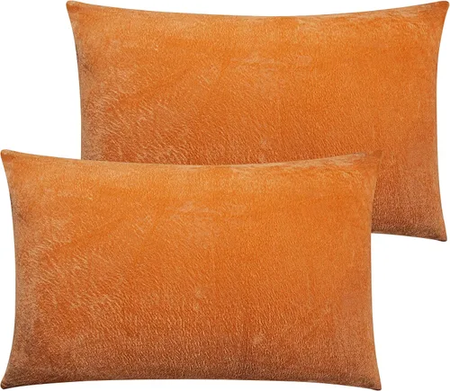 Vista 11 de BEDSUM Juego de 2 fundas de almohada cuadradas decorativas de terciopelo, lujosas, fundas de cojín europeas de 18 x 18 pulgadas, fundas de almohada