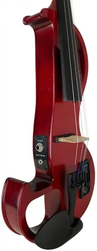 Vista 3 de Conjunto de borde de túnel de violín eléctrico 4/4 de tamaño completo (rojo) - Con estuche de transporte y accesorios - Mini amplificador - conector