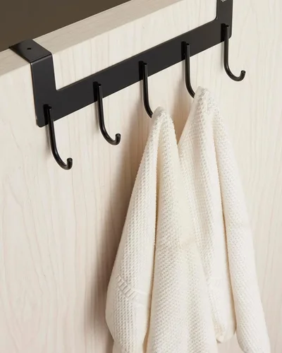 Vista 8 de Toallero para colgar sobre la puerta, ganchos para colgar sobre la puerta, de aluminio resistente para colgar abrigos, bolsos, batas, ropa, toallas
