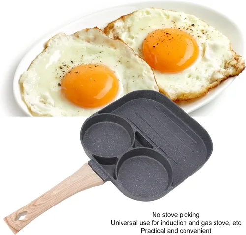 Vista 4 de Cyrank Sartén para huevos antiadherente, sartén de aluminio para tortillas, 2 tazas, sartén para panqueques, sartén para desayuno, panqueques