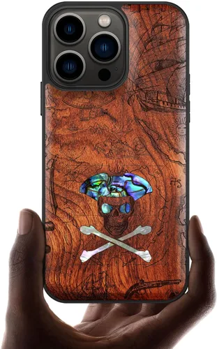 Vista 8 de Carveit Funda protectora de madera de diseñador para iPhone 13 Pro (grabado de madera e incrustaciones de carcasa), funda de madera compatible