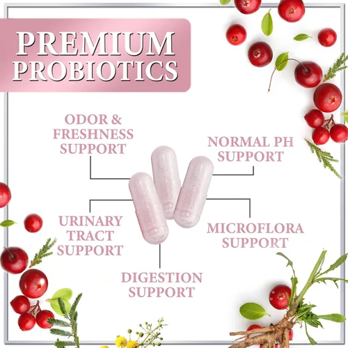 Vista 5 de Probióticos para mujeres, apoyo a la salud digestiva – 16 cepas de probióticos vaginales para mujer con prebióticos, arándano, PH, apoyo
