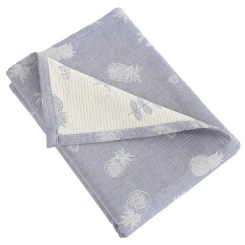 Vista 24 de NTBAY Manta de muselina de algodón de 3 capas de gran tamaño, 45 x 60 pulgadas, manta reversible de jacquard para guardería, súper suave y térmica