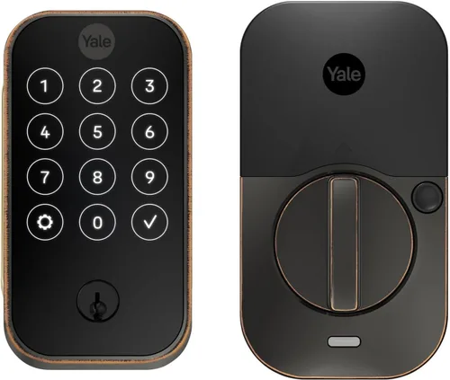 Vista 22 de Yale Security Home Assure Lock 2 Cerrojo de seguridad de doble perno, cerradura de puerta de entrada sin llave en antelina negra con teclado táctil