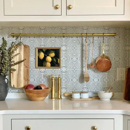 Vista 8 de Alwayspon 12 calcomanías de azulejos de pared retro florales mate para transferir, despegar y pegar, calcomanías de vinilo autoadhesivas