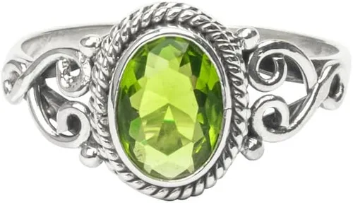 Vista 2 de Avicrafts Anillo de piedra de peridoto de plata de ley 925 para mujer, hecho a mano, joyería de Navidad, regalo para ella