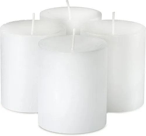Vista 9 de SPAAS - Juego de 4 velas rústicas de pilar amarillas – Velas decorativas de 2.7 x 3 pulgadas – Velas de pilar rústicas sin perfume sin olor