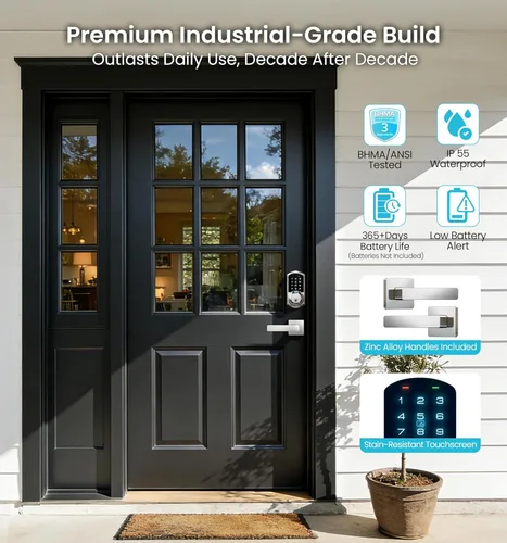 Vista 6 de Veise VE07-L - Cerraduras inteligentes con control de aplicación de huellas dactilares con asas de aleación de zinc de alta resistencia, entrada sin