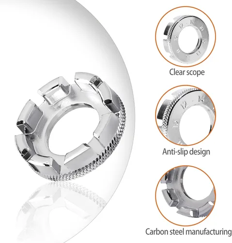 Vista 5 de Mozeat Lens Llave de radios Herramienta de ajuste de radios de bicicleta 6 en 1 Herramienta de radios para reparación de bicicletas Truing