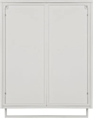 Vista 7 de Enclosed Storage Wall Cabinet with Two Doors, Open Shelf, and Towel Rack for Modern Entryway Living Room Bathroom Dining Room