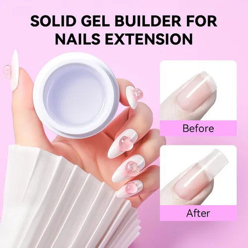 Vista 7 de Makartt 3D Gel para uñas de arte: Gel de uñas constructor sólido transparente 4 en 1 no pegajoso para extensión, pegamento UV para uñas acrílicas