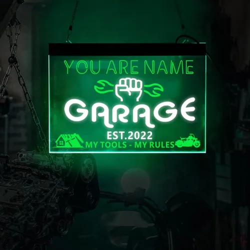 Vista 19 de Letrero de neón de garaje personalizado, Letrero LED de garaje, Luces LED de garaje, Letrero de luz de garaje personalizado, Letrero de madera