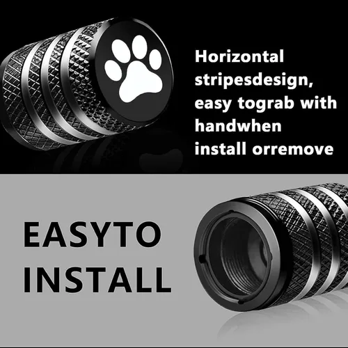 Vista 4 de gunhunt 5 tapas para neumáticos de automóvil con patas de perro, cubierta de vástago de válvula de neumático, tapa de válvula de aleación