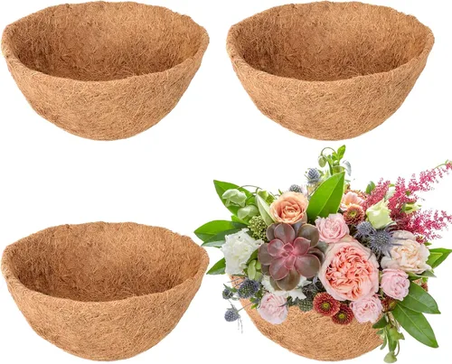 Vista 12 de Legigo Paquete de 3 cestas colgantes de 8 pulgadas de repuesto para cestas colgantes de coco, 100% natural, redondas, de fibra de coco y coco