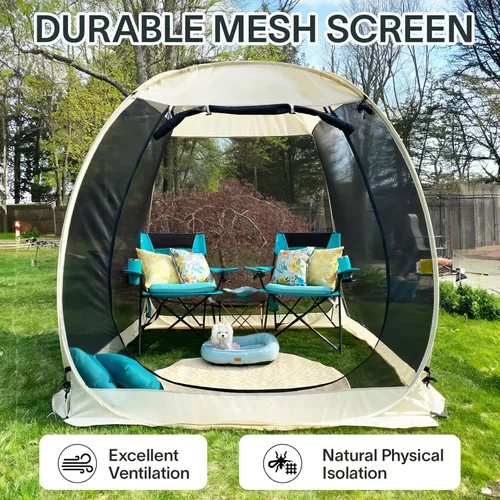 Vista 4 de Alvantor Pop Up Screen House Gazebo with Mosquito Netting, Instant UV Resistant Sun Shelter for Patio & Backyard, Portable Canopy Tent for 2-10
