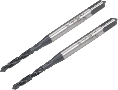 uxcell M2 x 0.4 espiral flauta rosca, rosca métrica máquina HSS revestimiento de nitruración HSS, vástago redondo con extremo cuadrado, tolerancia