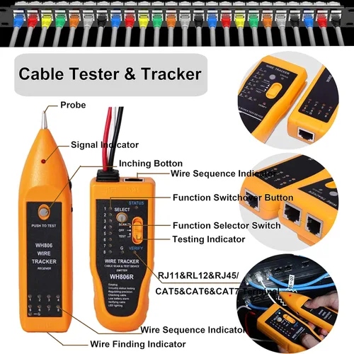 Vista 4 de TAIWAIN - Juego de herramientas de crimpado Ethernet Cat6 RJ45 CAT5, kit de alicates para probador de red, juego de cortador modular