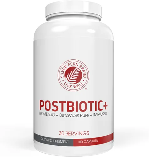 Silver Fern Brand Postbiotic+ - Suplemento postbiótico con BIOMend™, BetaVia™ e Immuse® - Apoya el equilibrio del microbioma intestinal y el