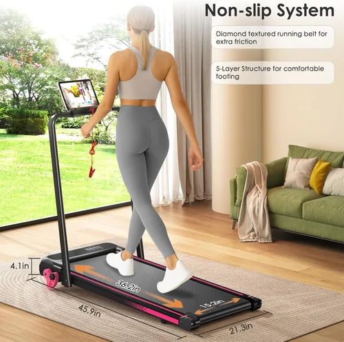 Vista 5 de Walking Pad with Incline Portable Treadmill with Handle Bar for Home Office Under Desk Use Small Space Treadmill