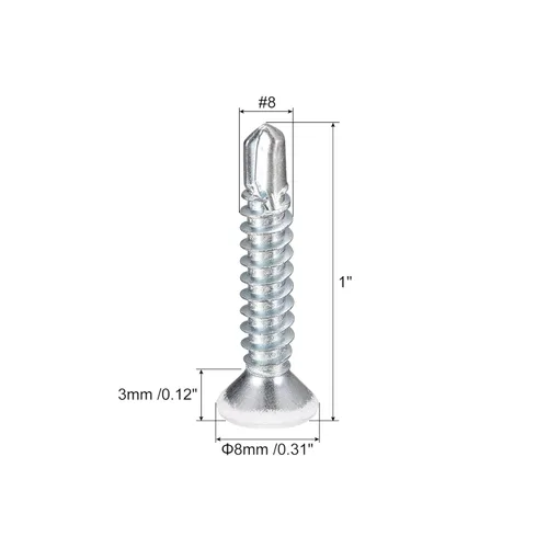 Vista 2 de uxcell Tornillos blancos #8 x 1 Tornillos autoperforantes, 50 piezas de cabeza plana Phillips Tornillos de chapa metálica Tornillos de madera a metal