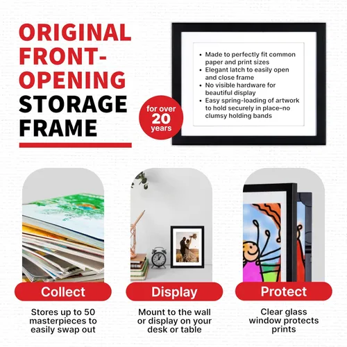 Vista 3 de Dynamic Frames Li'l Davinci Armario de arte, almacena hasta 50 piezas de arte de 8.5 x 11 pulgadas, dimensiones exteriores del marco de madera