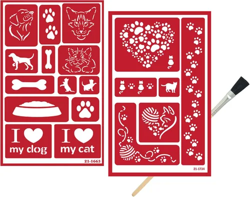 2 plantillas de grabado reutilizables Plantillas de gatitos para pintar, hacer manualidades Plantilla de grabado de gatito, cachorros, tema de