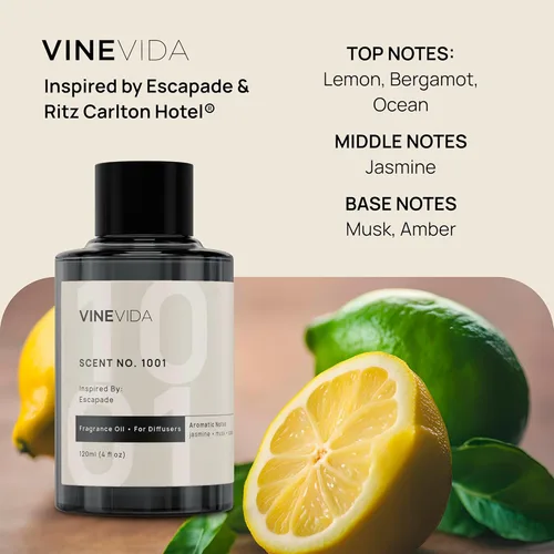 Vista 3 de VINEVIDA (Paquete de 4) Aceite Difusor de Fragancia para Hotel Colección Hotel - Difusores de Aromas de Hotel para el Hogar - Aceite Difusor de Aire