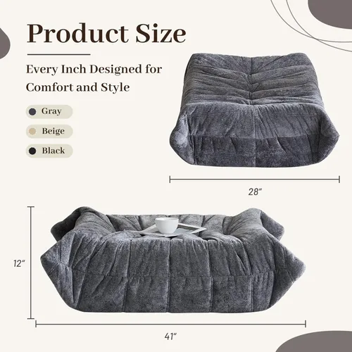 Vista 2 de HABUTWAY Puf Otomano, Reposapiés, Silla junto a la Chimenea, Sofá Puf Perezoso de Espuma Viscoelástica para Sala de Estar, Dormitorio, Dormitorio