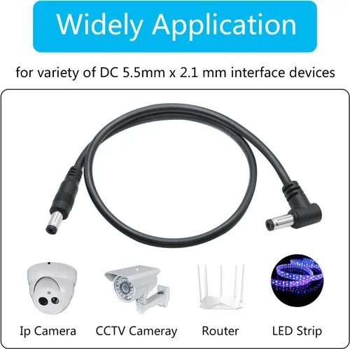 Vista 5 de 4 cables de extensión de alimentación de 12 V CC de 1.6 ft/1.6 pies, CC 0.217 in x 0.083 in macho a macho, cable adaptador de corriente 20 AWG