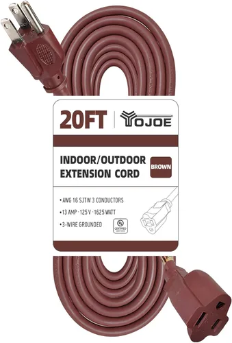 Vista 41 de YOJOE Cable de extensión para interiores y exteriores, calibre 16, SJTW, resistente, 15 pies, color verde, 3 clavijas 13A, resistente a