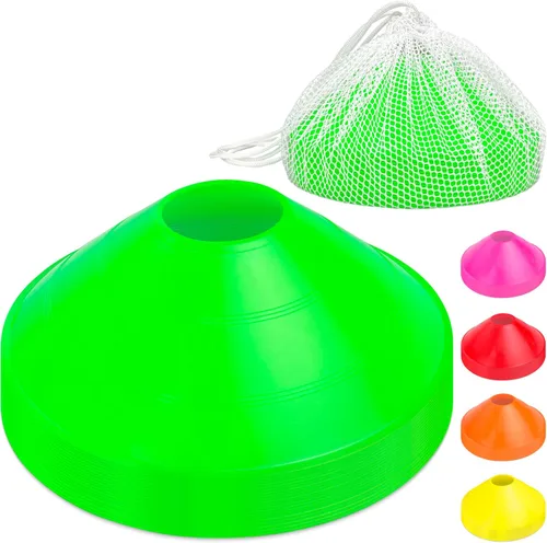 GoSports - Conos deportivos premium para entrenamiento de agilidad y ejercicios - Paquete de 20 unidades con bolsa - Naranja, verde, rosa, amarillo