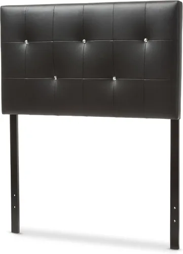 Vista 4 de Baxton Studio Josette - Cabecera tapizada de piel sintética negra, moderna y contemporánea, tamaño individual