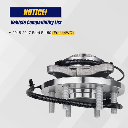 Vista 6 de KUSATEC 515169 Conjunto de rodamiento y buje delantero de 2 piezas 4x4 Compatible con Ford F-150 4WD 2015 2016 2017, pernos de 6 tuercas con ABS