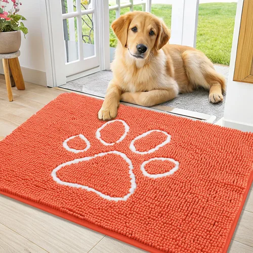 Vista 194 de Smiry Tapete para puerta de perro para patas fangosas, absorbente y Gris y negro