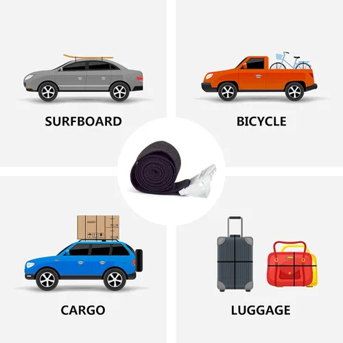 Vista 5 de Correa de amarre reutilizable de 2 pies x 1 pulgada, hebilla de leva ajustable, correas de amarre para bicicleta, kayak, equipaje, rieles de techo