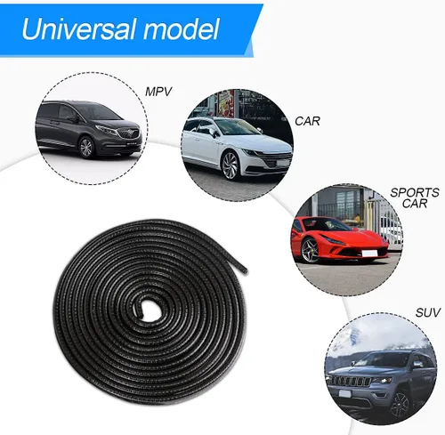 Vista 3 de XINLIYA Protectores universales de borde de puerta de automóvil, protector de sello de goma de 16 pies en forma de U para la mayoría de los Negro
