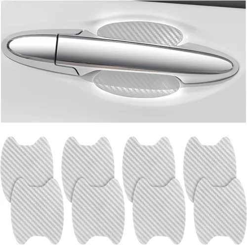 Vista 16 de 8 unidades de calcomanías para manija de puerta de coche, protector antiarañazos de fibra de carbono para taza de puerta de coche, película