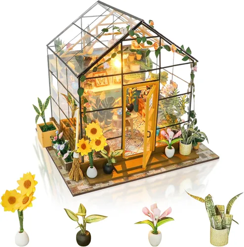 Vista 12 de GuDoQi Kit de casa de muñecas en miniatura, kit de casa pequeña con muebles, kit de casa en miniatura a escala 1:24, gran regalo para cumpleaños