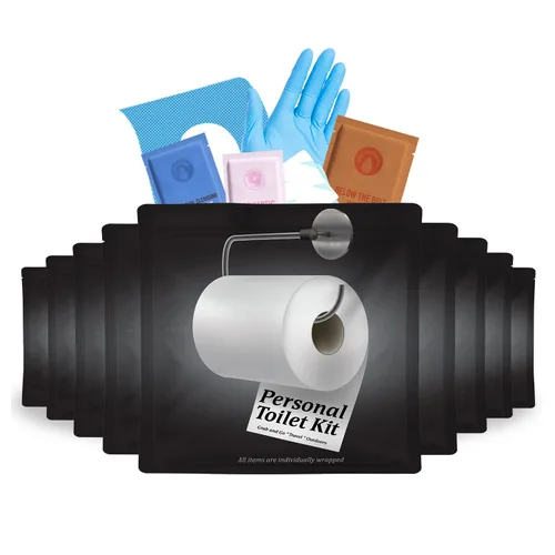 Kit de inodoro personal para llevar, paquete de 10 unidades, kit de baño público desechable, envuelto individualmente para kit de protección de