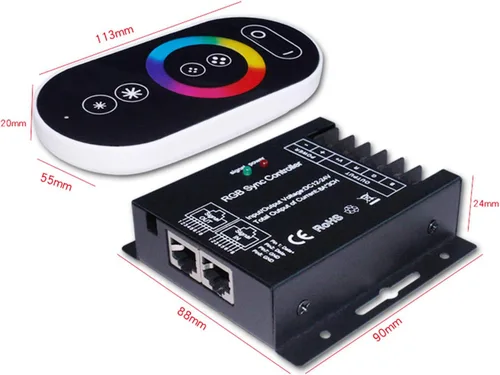 Vista 2 de Control remoto táctil LED RF, controlador de atenuador LED inalámbrico táctil para tira de luz LED DC12V-24V 8A/CH (3.543 in/interior)