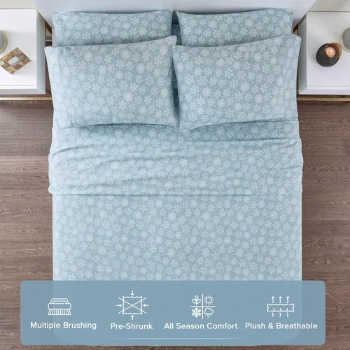 Vista 3 de Comfort Spaces - Juego de cama de franela de algodón cálido y transpirable con sábanas de bolsillo profundo y fundas de almohada, tamaño Cal King