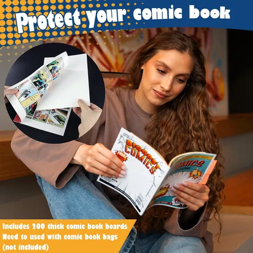 Vista 5 de Leffis 100 protectores para cómics, protectores de cómics de tamaño actual, protectores de cómics gruesos y duraderos de tamaño regular