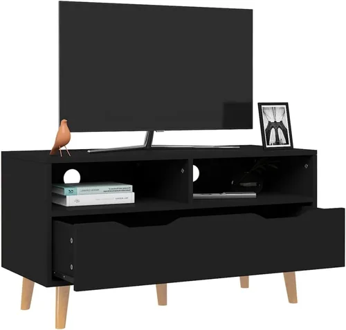 Vista 3 de TV Stand, Television Stands Media Console Entertainment Center Console Table Suitable for Living Room Home Office Bedroom Lounge Black