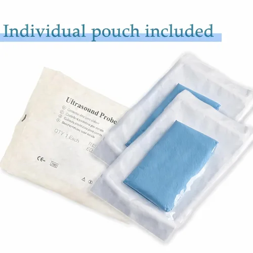 Vista 3 de Cubierta de sonda de ultrasonido, protector estéril transparente desechable sin látex para transductor, embalaje individual, 50