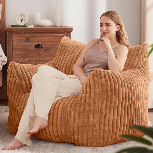 Vista 13 de Achicsofar Puf gigante para adultos y adolescentes, sofá grande con relleno, cómodo puf mullido con reposabrazos para dormitorio, sala de estar