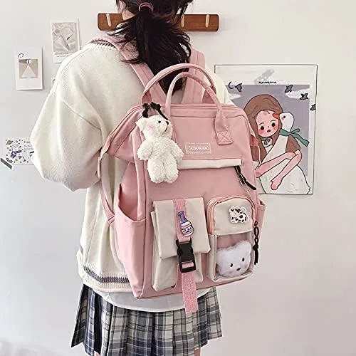 Vista 2 de GGOOB Kawaii Backpack with Kawaii Pin and Accessories Backpack Cute Aesthetic Backpack Cute Kawaii Backpack for School