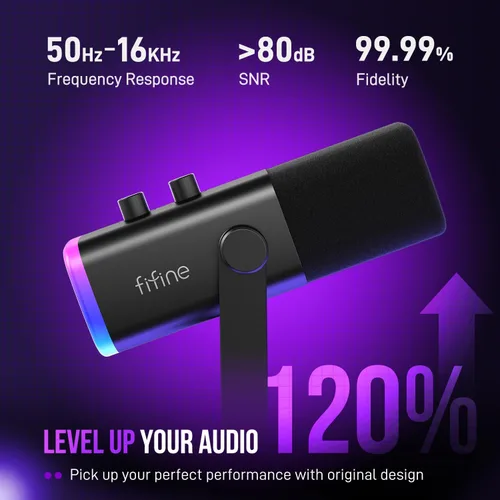 Vista 5 de FIFINE Juego de equipos de transmisión de juegos con mezclador, micrófono dinámico, cable XLR para grabación de podcasts, micrófono vocal XLR/USB