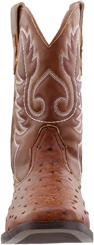 Vista 5 de ROPER Hombres Bumps Avestruz Punta cuadrada Botas Casual Mid Calf - Marrón, Blanco