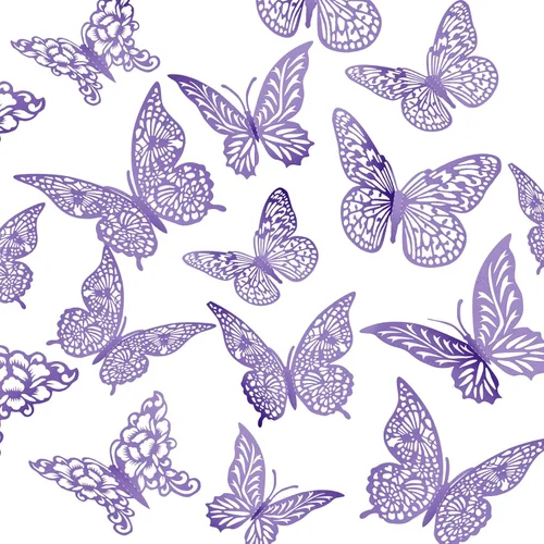 Vista 10 de Decoración de pared de mariposa dorada 3D, 3 tamaños, 4 estilos, decoraciones de fiesta de mariposas, decoraciones de pasteles, calcomanías